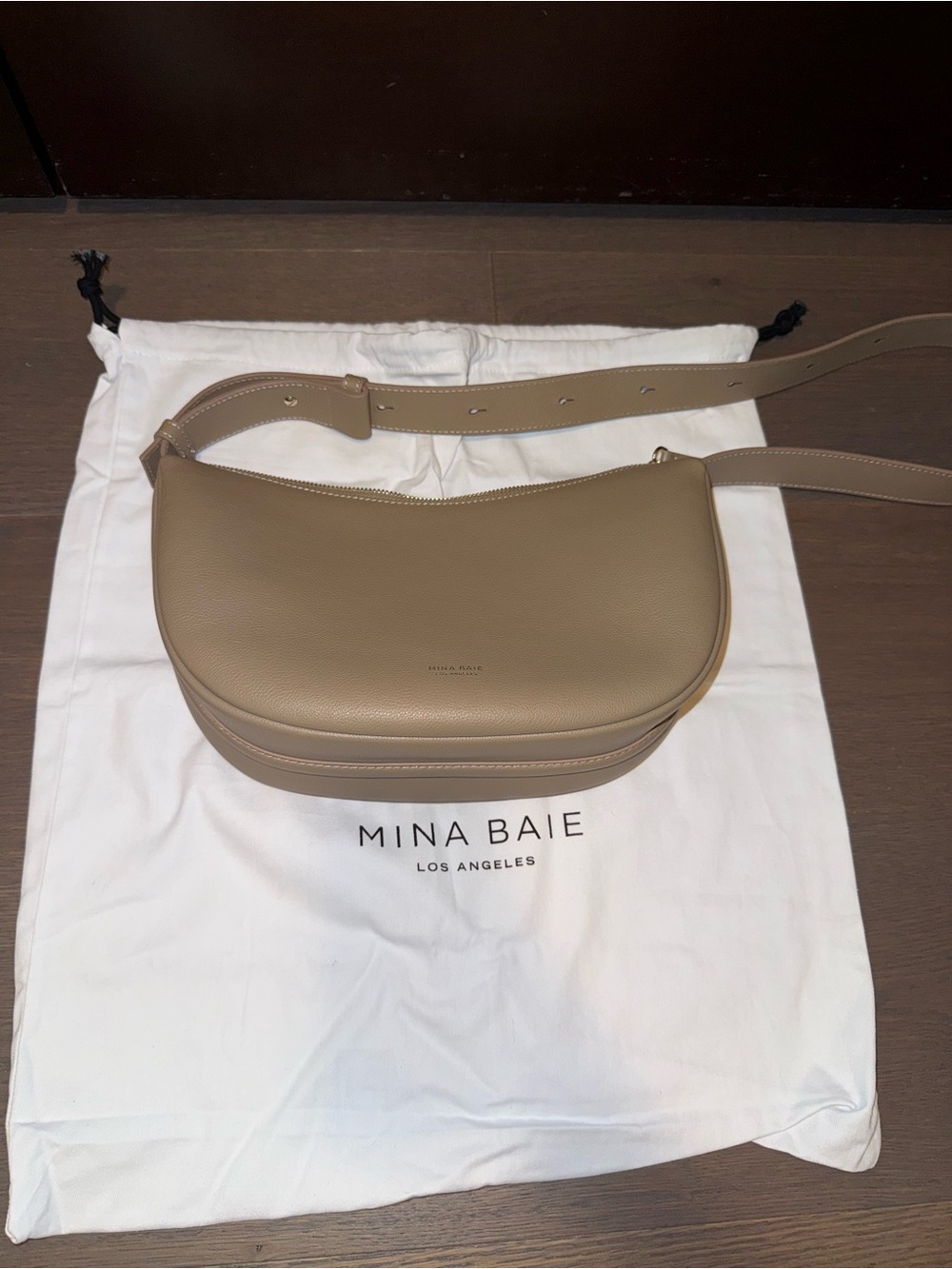 Mina Baie Taupe Crescent Shoulder/ Crossbody Bag (Khloe)